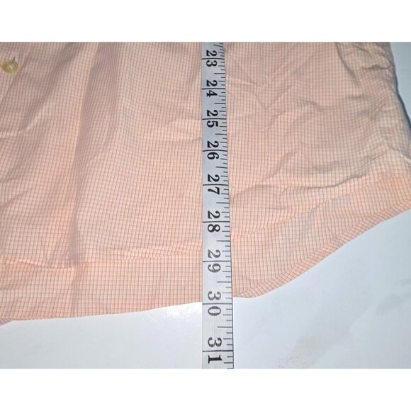 Express 1MX Size L Men's Orange Mini Plaid Long Sleeve Classic Fit Dress Shirt - Picture 6 of 6